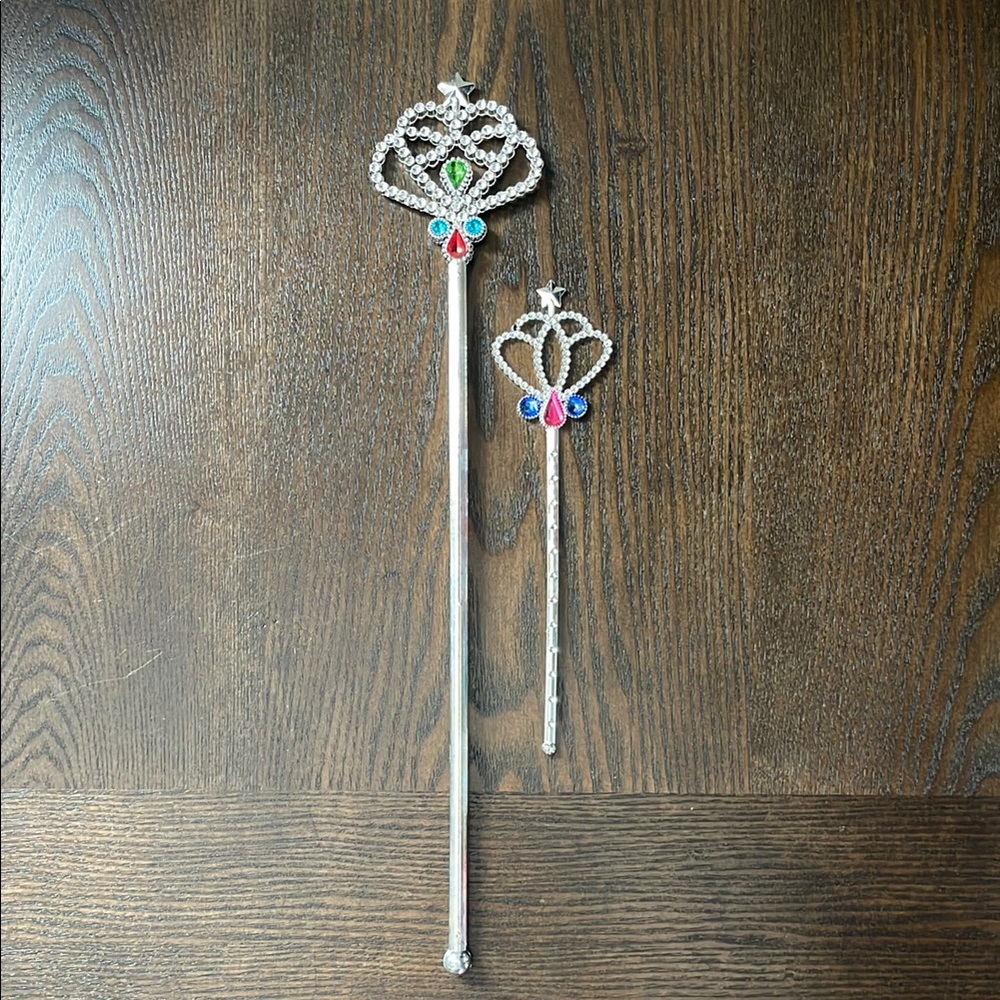 Costume Cosplay Wand Silver Crystal Princess Plastic Scepter Imaginative Play